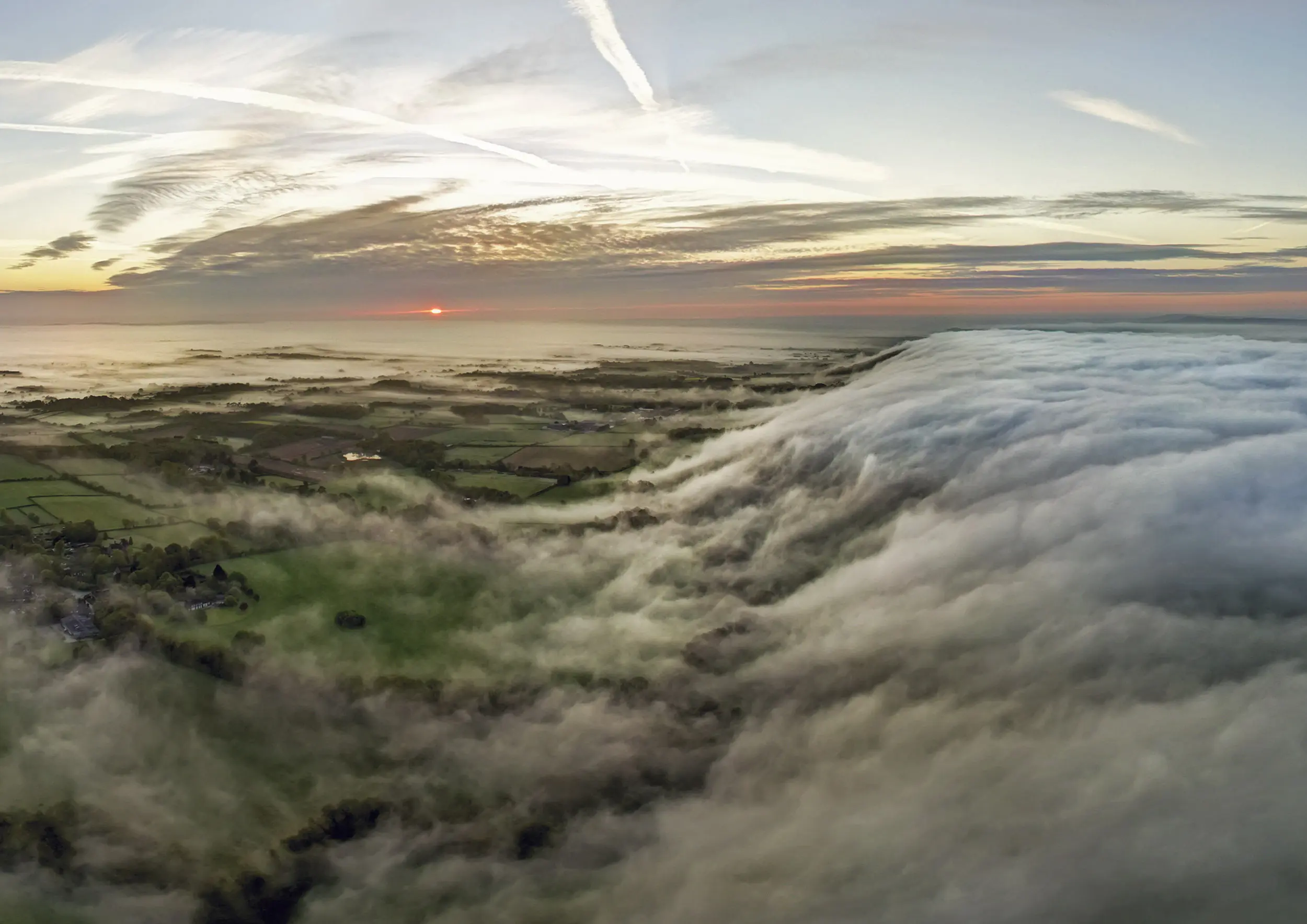 Cloud inversion above Ditchling on the South Downs