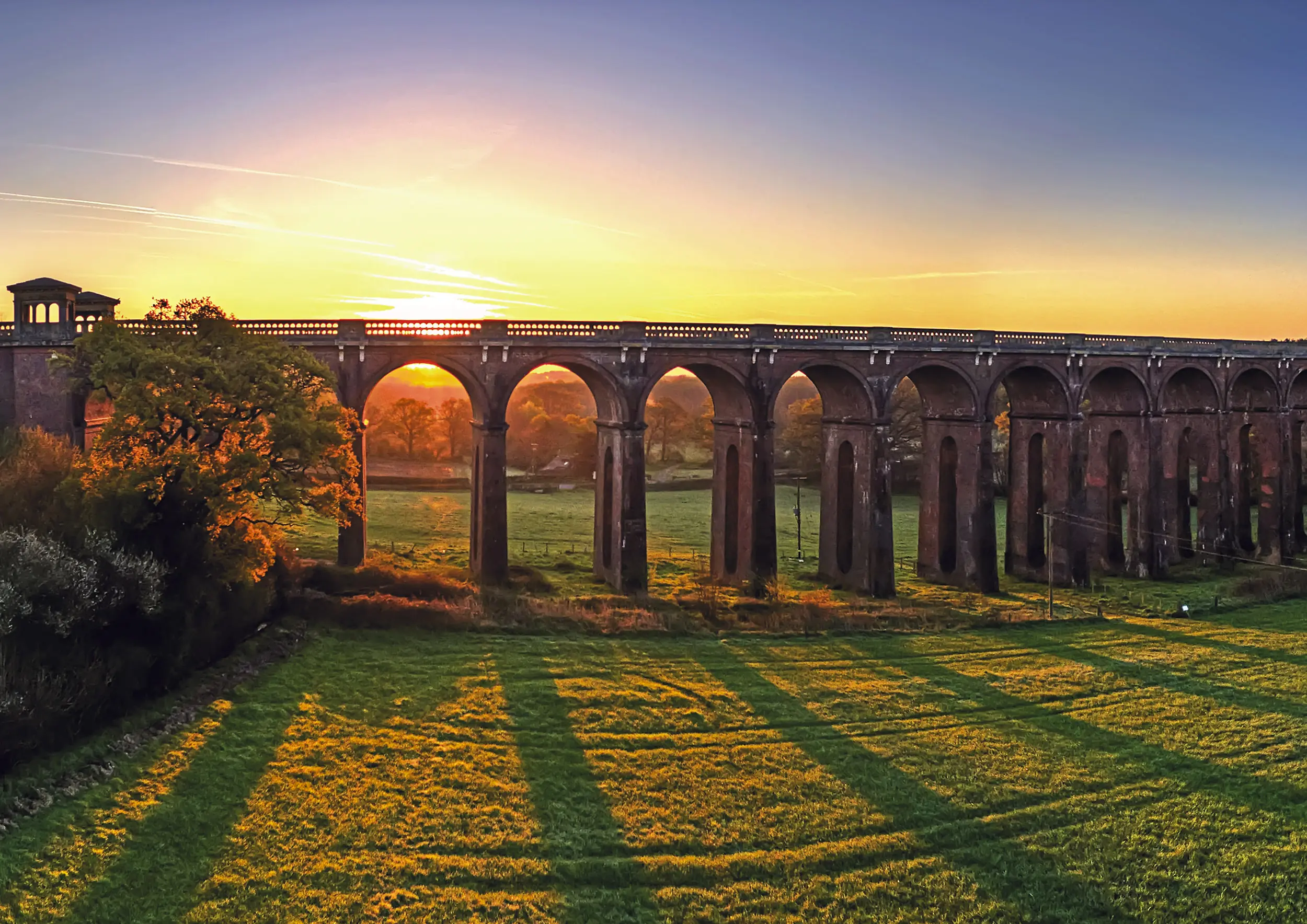 The Ouse Valley Viaduct at daybreak, north of Haywards Heath
