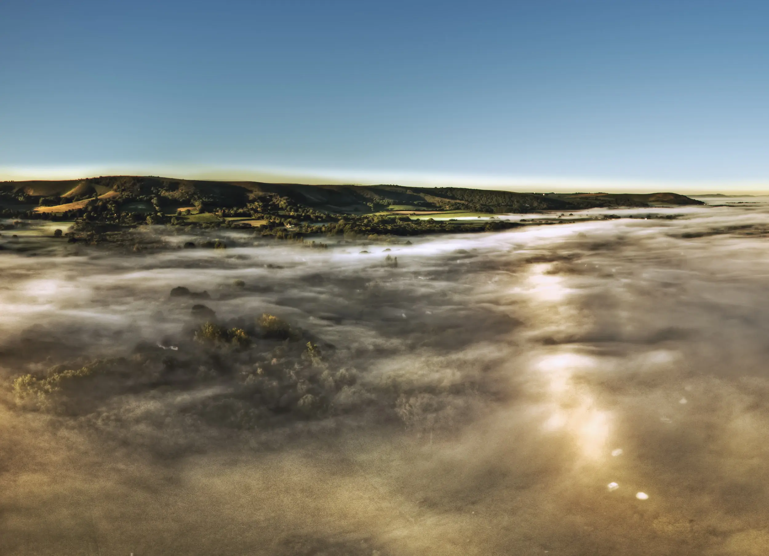 The South Downs rising above a sea of cloud, Sussex